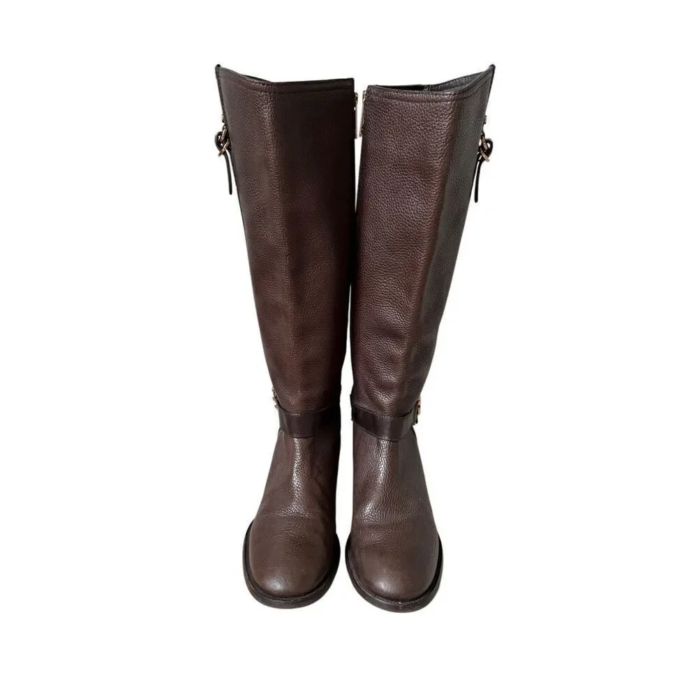 Tory Burch Elian Leather Tall Riding Boots size‎ 9.5 Brown